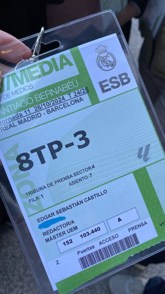 Acreditación Real Madrid vs. Barcelona